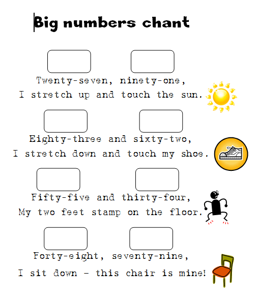 Big numbers chant – Englisch 4.&nbsp;Klasse