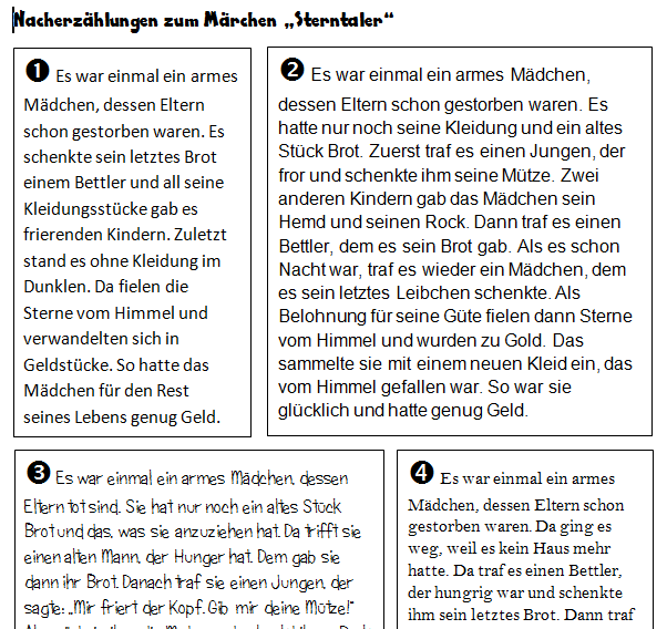 Nacherzählung des Märchens&nbsp;Sterntaler